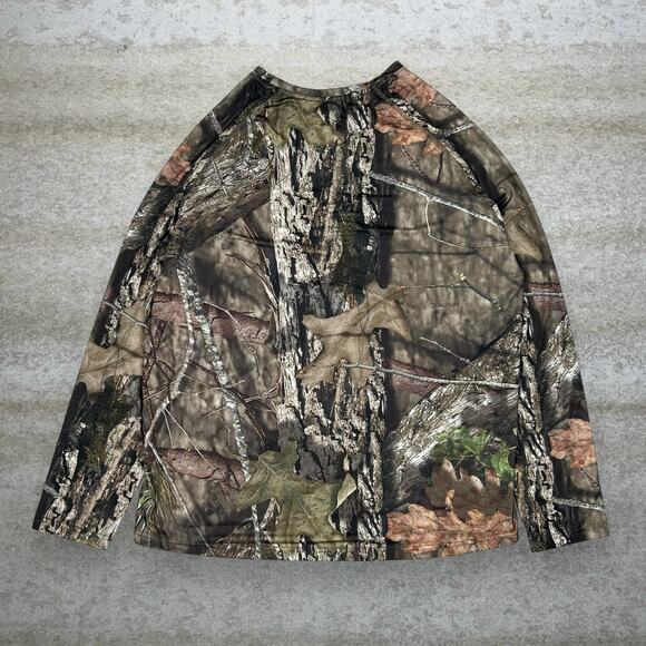Vintage Y2K Mossy Oak Hunting Camo Shirt Mens 2XL Polyester Long Sleeve Woodland - Picture 2 of 3
